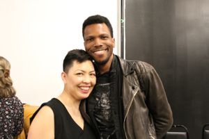 Photo of Sophia Skiles (Chorus) and Corey Allen (Chorus) in rehearsal for The Orestei Photo