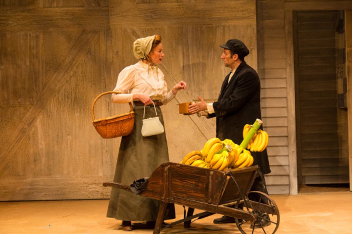 (L to R) Gretchen Hall and Benjamin Pelteson in The Immigrant, written by Mark Harelik, conceived by Mark Harelik and Randal Myler, at George Street Playhouse, March 12 - April 7, 2019.     Photo by T at 