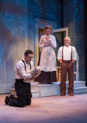 (L to R) Benjamin Pelteson, Gretchen Hall, and R. Ward Duffy in The Immigrant, written by Mark Harelik, conceived by Mark Harelik and Randal Myler, at George Street Playhouse, March 12 - April 7, 2019 @ BroadwayWorld (L to R) Benjamin Pelteson, Gretchen Hall, and R. Ward Duffy in The Immigrant, writte Photo