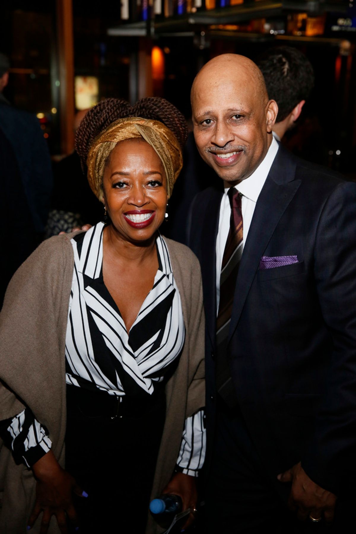 From left, actor Jennifer Leigh Warren and creator/performer Ruben Santiago-Hudson  at 