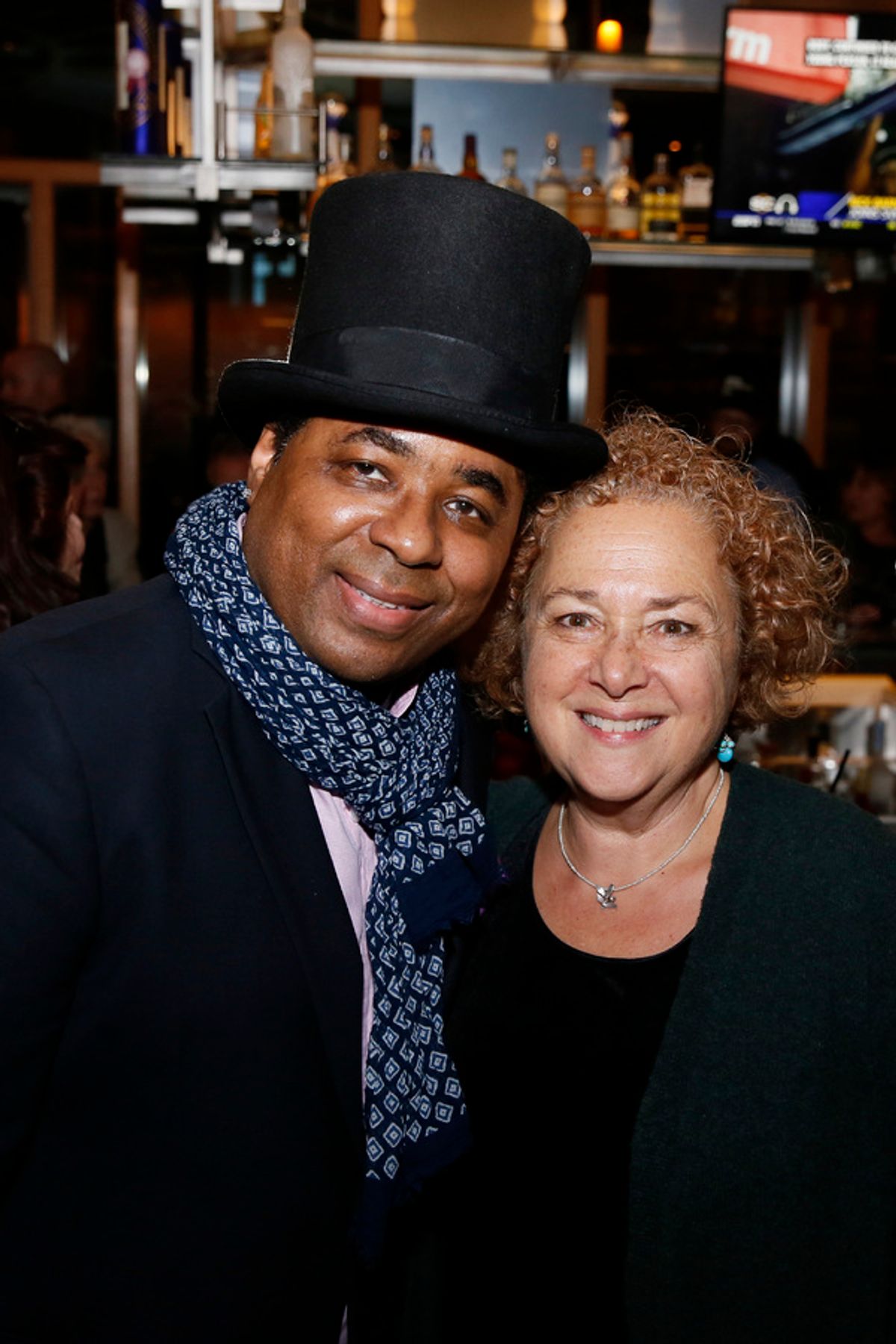 From left, guitarist Chris Thomas King and Center Theatre Group General Manager Nausica Stergiou  at 