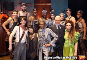 Reeve Carney, Eva Noblezada, Andre de Shields, Patrick Page and Amber Gray with cast  Photo