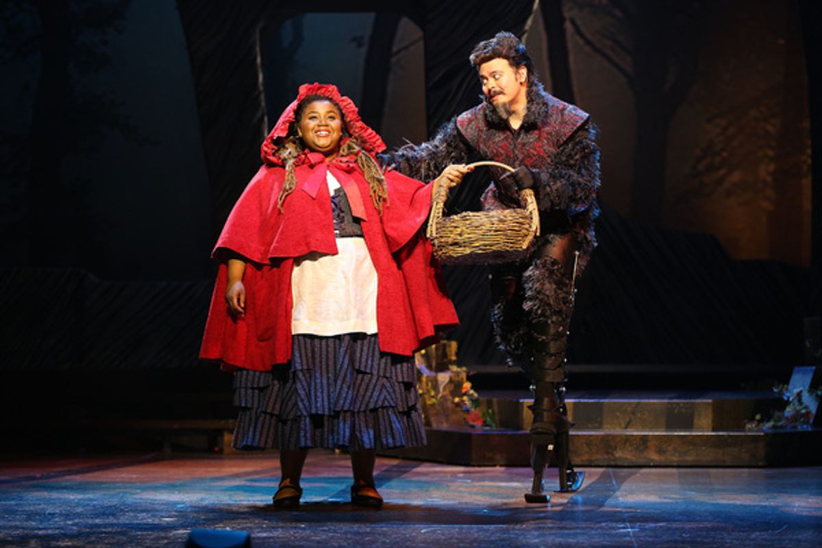 Jade Jones as Little Red Ridinghood and Christopher Mueller as First Wolf at 