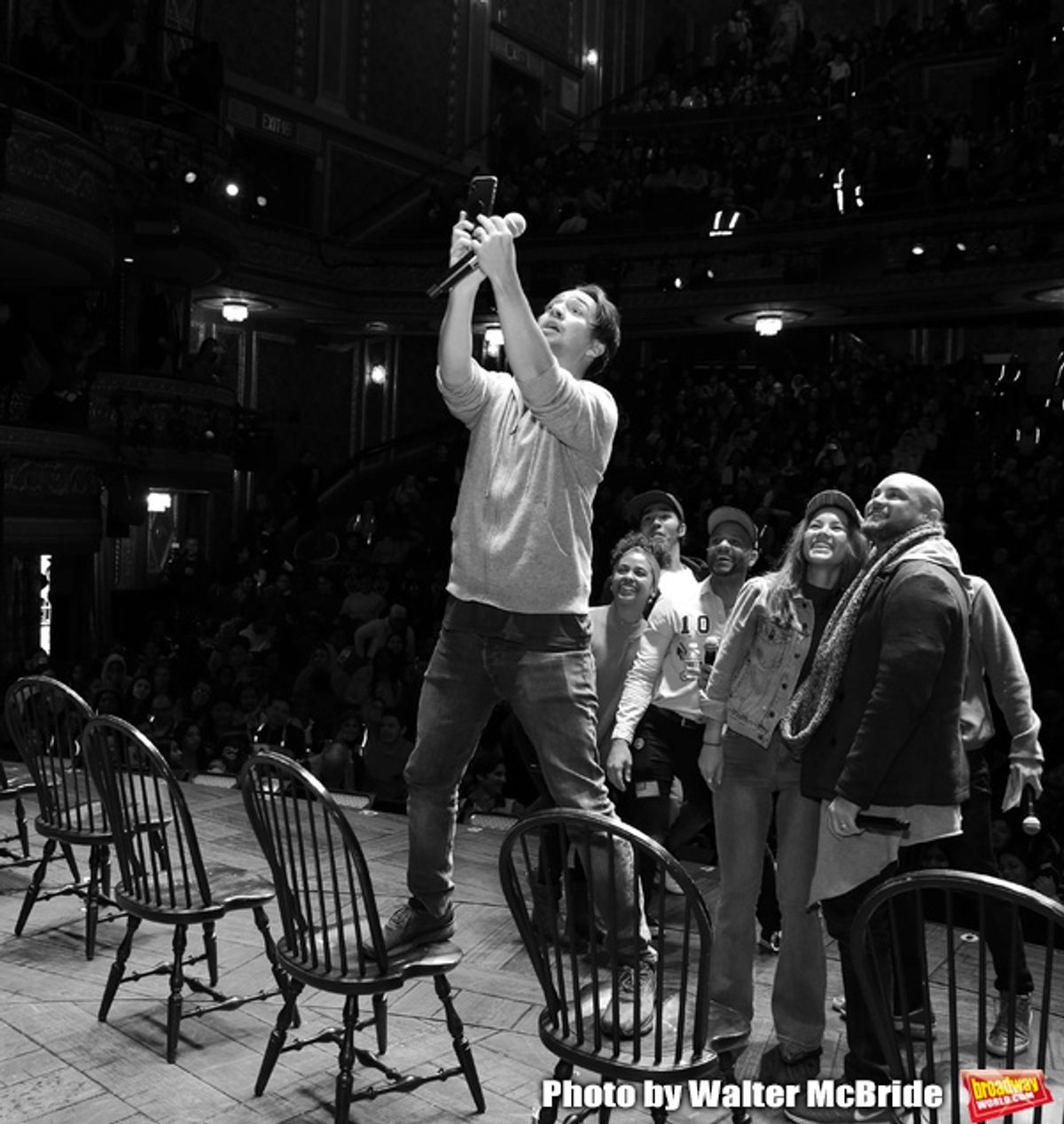 Marc dela Cruz, Elizabeth Judd, Greg Treco, Terrance Spencer, Anthony Lee Medina, Sasha Hollinger with Lin-Manuel Miranda making a surprise appearance during a Q & A before The Rockefeller Foundation and The Gilder Lehrman Institute of American History sp at 