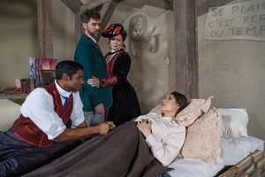 Rodolfo (Sean Panikkar) comforts Mimì (Nicole Cabell) while Marcello (Craig Verm) and Musetta (Sari Gruber) look on
@ BroadwayWorld Rodolfo (Sean Panikkar) comforts Mimì (Nicole Cabell) while Marcello (Craig Verm) Photo