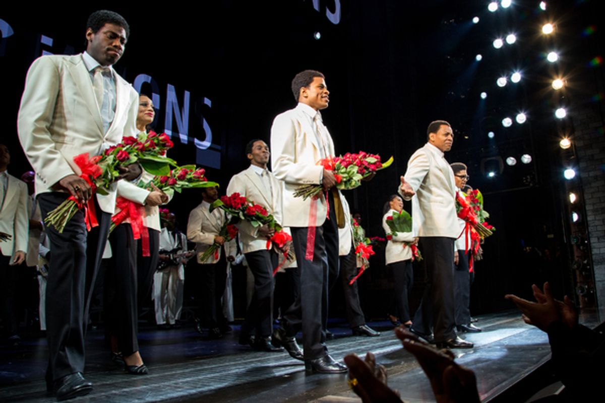 Jawan M. Jackson, Jeremy Pope, Derrick Baskin, Ephraim Sykes and cast members of AIN'T TOO PROUD at 