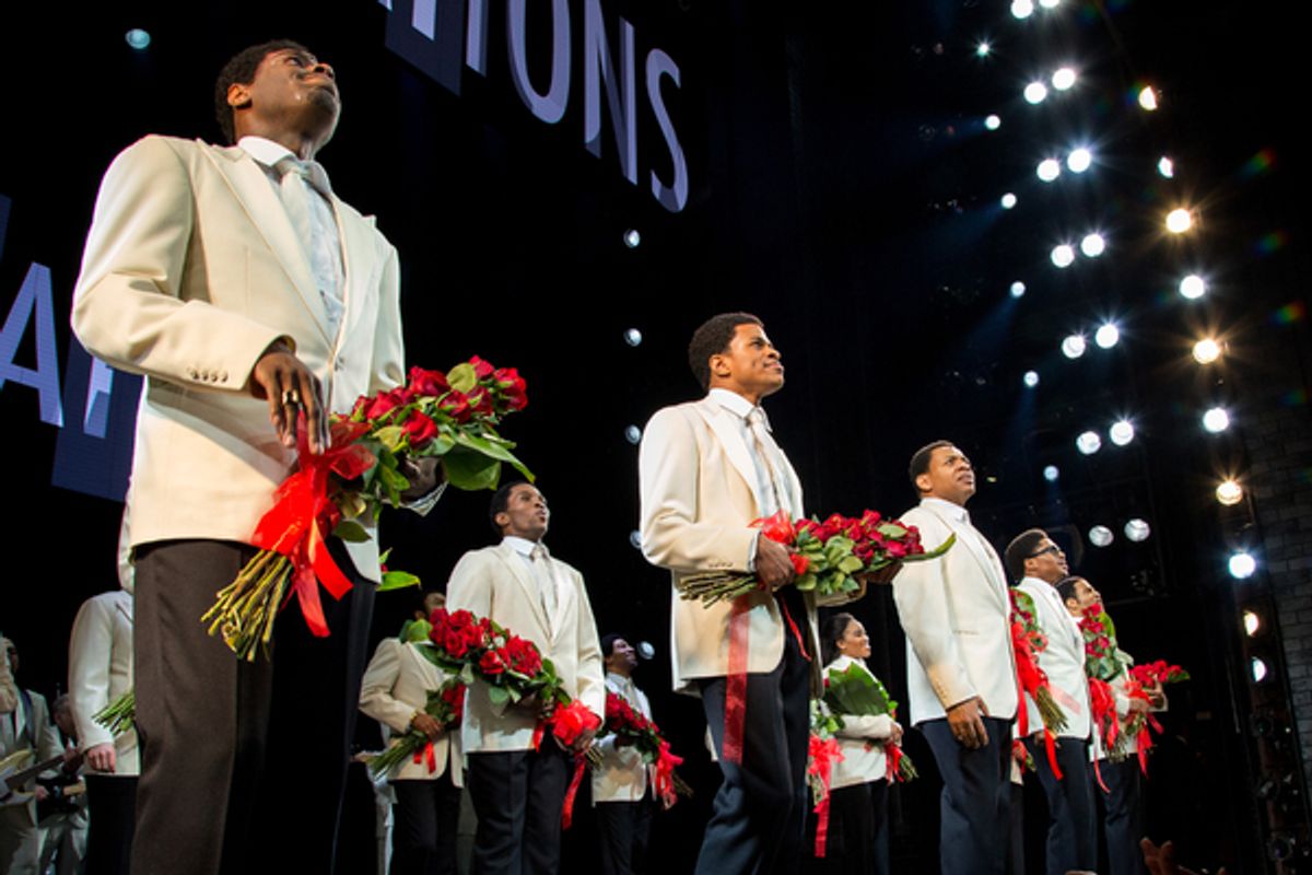 Jawan M. Jackson, Jeremy Pope, Derrick Baskin, Ephraim Sykes, James Harkness and cast members of AIN'T TOO PROUD at 
