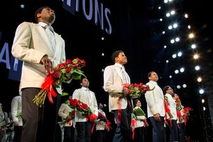 Jawan M. Jackson, Jeremy Pope, Derrick Baskin, Ephraim Sykes, James Harkness and cast Photo