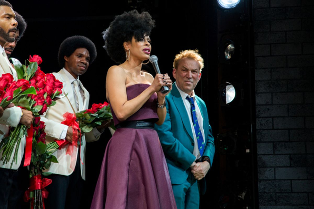 Dominique Morisseau, Des McAnuff, and cast members of AIN'T TOO PROUD at 