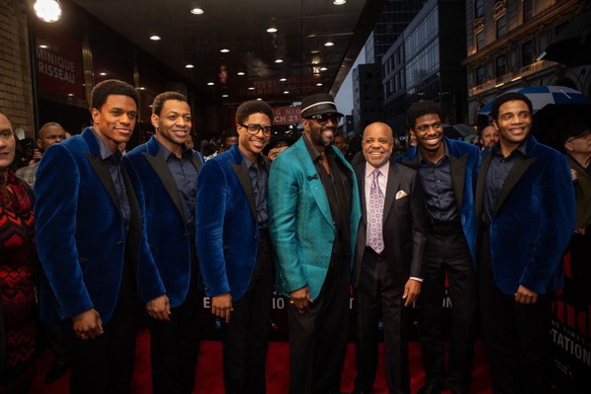 Jeremy Pope, Derrick Baskin, James Harkness, Otis Williams,  Berry Gordy, Jawan M. Jackson, and Ephraim Sykes at 