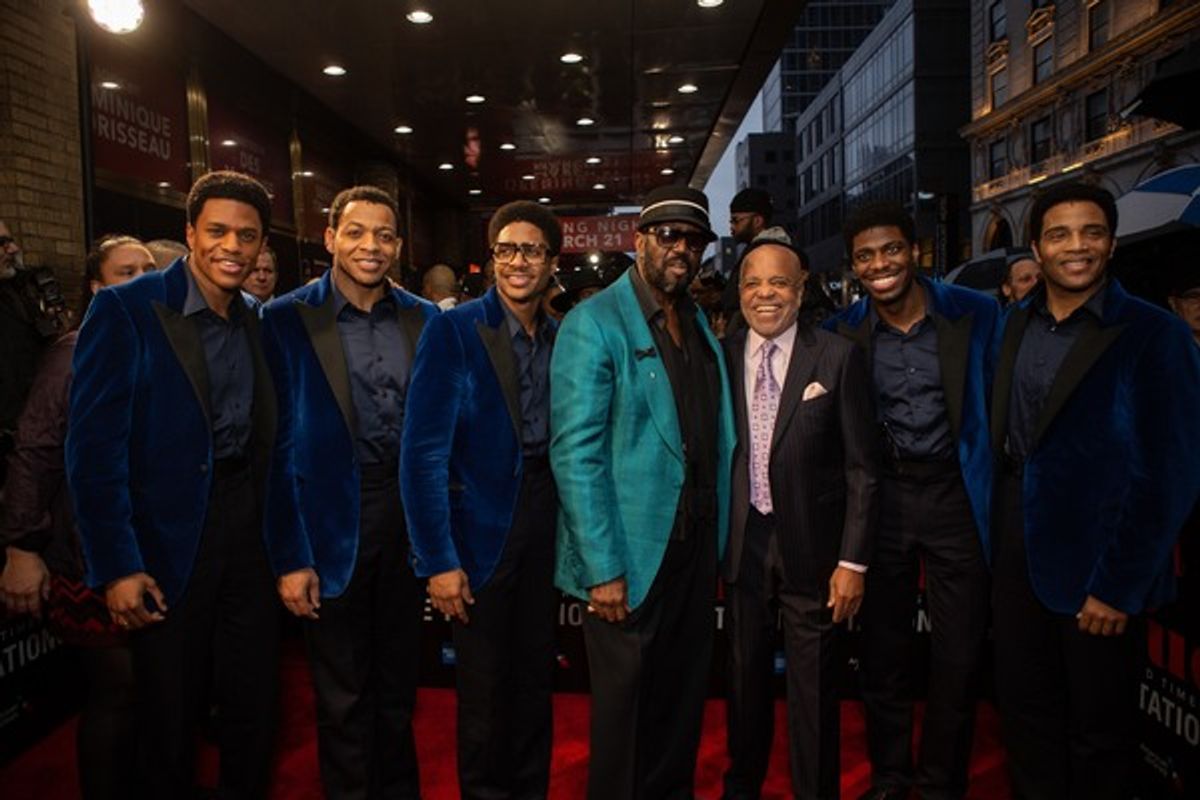 Jeremy Pope, Derrick Baskin, James Harkness, Otis Williams,  Berry Gordy, Jawan M. Jackson, and Ephraim Sykes at 