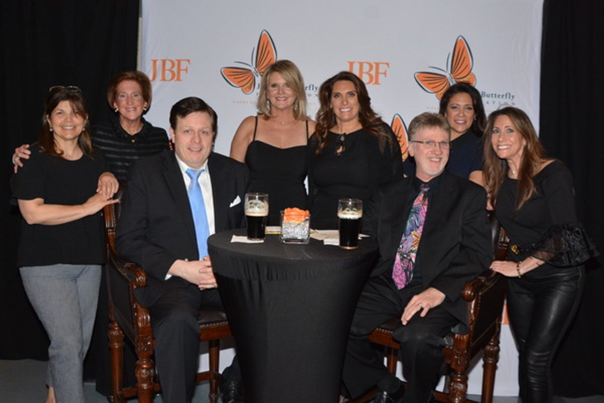 Anthony Kearns and David George with Julia's Butterfly Foundation Committee-Maria Mudrick, Cathey Newman, Ann DeKorte, Christine Callahan, Iliana Guibert McGinnis and Lori Thimmel at 