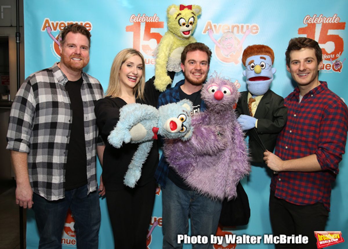 Nick Kohn,  Jamie Glickman and Matt Dengler with Avenue Q & Puppetry Fans  at 
