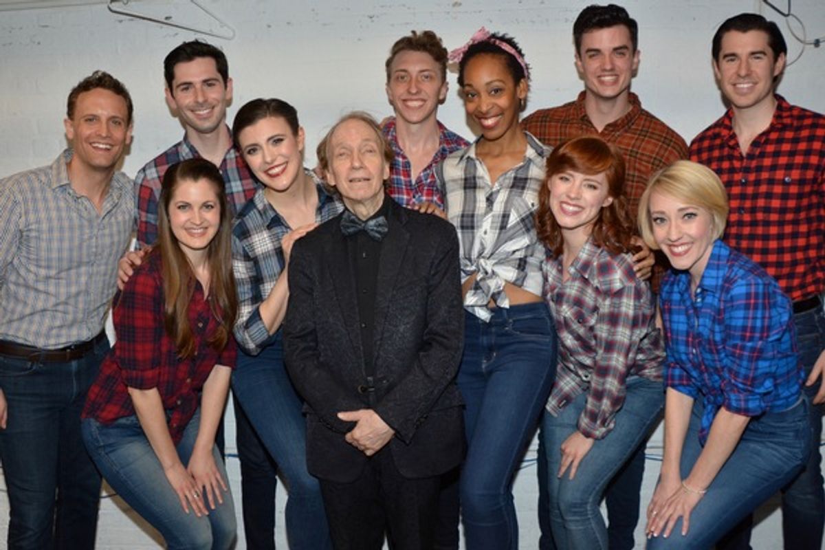 Scott Siegel with the Broadway By Te Year Dancers that includes-Aaon Burr, Brad Freette, Danny Gardner (Choreographer), Sally Glaze, Bryan Hunt, Brooke Lacy, Kim McClay, Kristyn Pope, Kelly Sheehan and John Wolfe at 