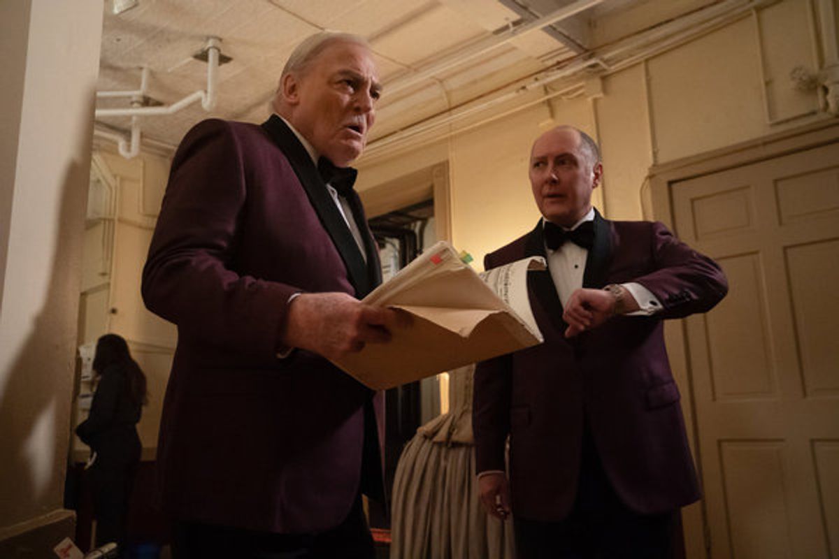 Stacy Keach as Robert Vesco, James Spader as Raymond 'Red' Reddington at 