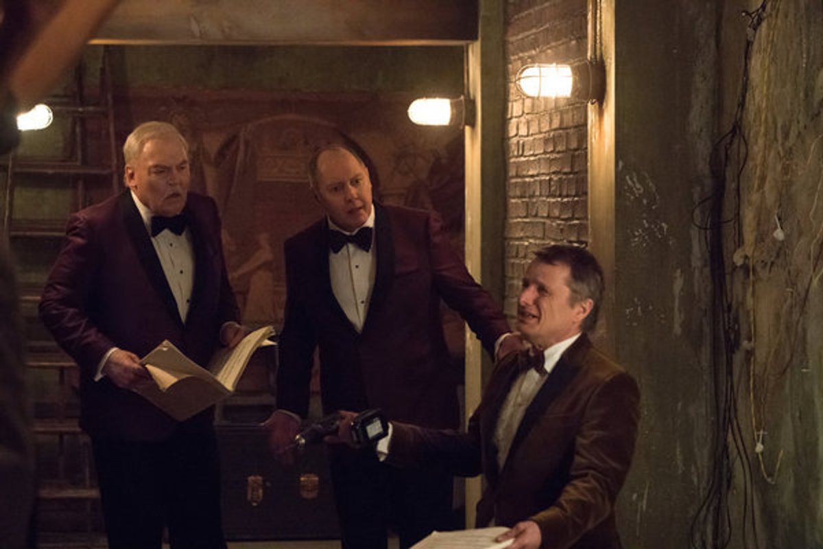 Stacy Keach as Robert Vesco, James Spader as Raymond 'Red' Reddington, Dikran Tulaine as Maxwell Ruddiger at 