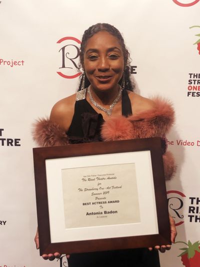 Antonia Badon Best Actress Award for LEAVES  Photo Credit: Van Dirk Fisher Photo