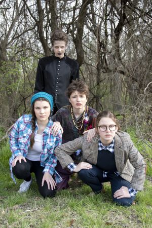 Madeline Carter, Peyton Nicholson, Calin Eastes, and Alexandra Gray in The Time Machine, Photograph by Jason Johnson-Spinos @ BroadwayWorld Madeline Carter, Peyton Nicholson, Calin Eastes, and Alexandra Gray in The Time Machi Photo