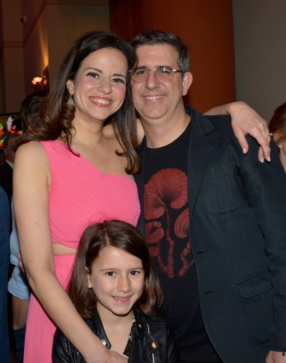 Mandy Gonzalez, Douglas Melini and their daughter at 