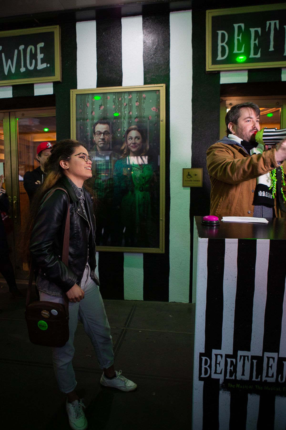 Alex Brightman host first of weekly Live Game Shows in front of the Winter Garden Theatre at 