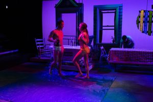 Drew Barksdale and Katie Muldowney in bobrauschenbergamerica.    Photo by Scott Wynn Photo