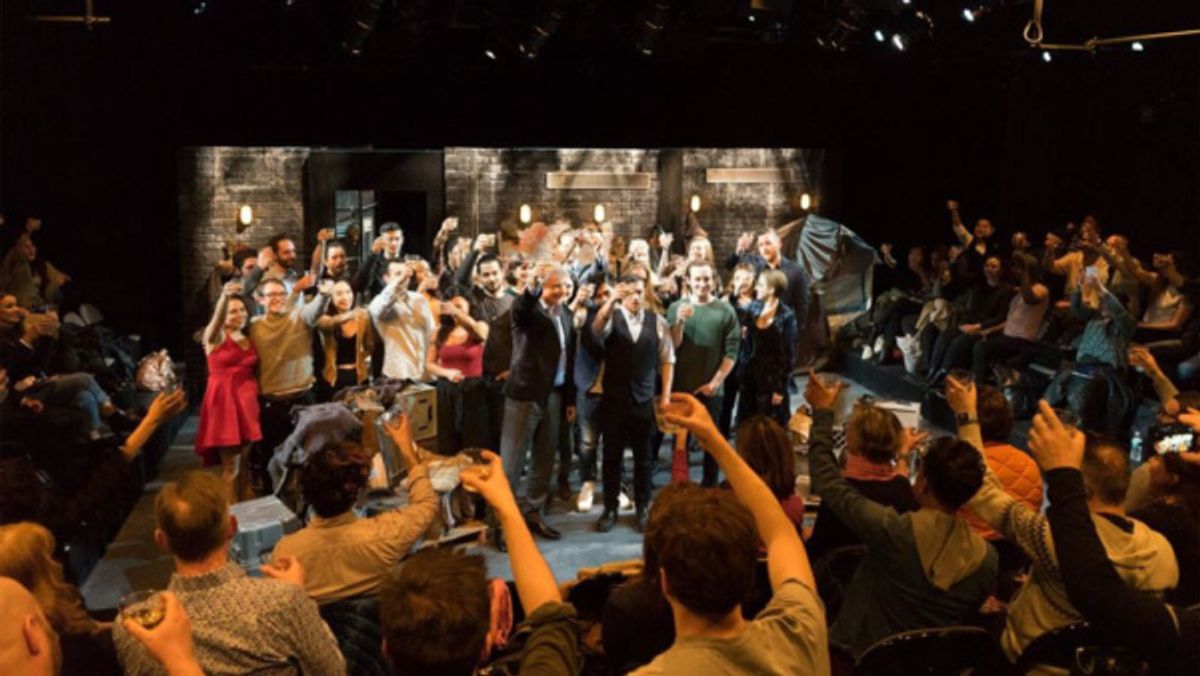 The Chair of the Actors Studio and Artistic Director of the ASDS Repertory Season, Andreas Manolikakis, toasts the company of the Actors Studio Drama School Repertory Season. at 