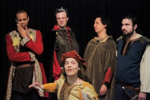 Christina Yoho with, from left to right, Jabari Johnson, Scott Clay, David Harewood,  Photo