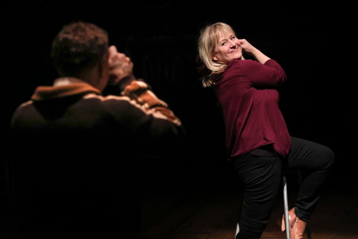 Jeffrey Blair Cornell as Uncle Peck takes a photo of Julia Gibson as Lil Bit at 