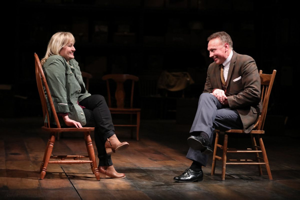 Julia Gibson as Lil Bit smiles at Jeffrey Blair Cornell as Uncle Peck at 