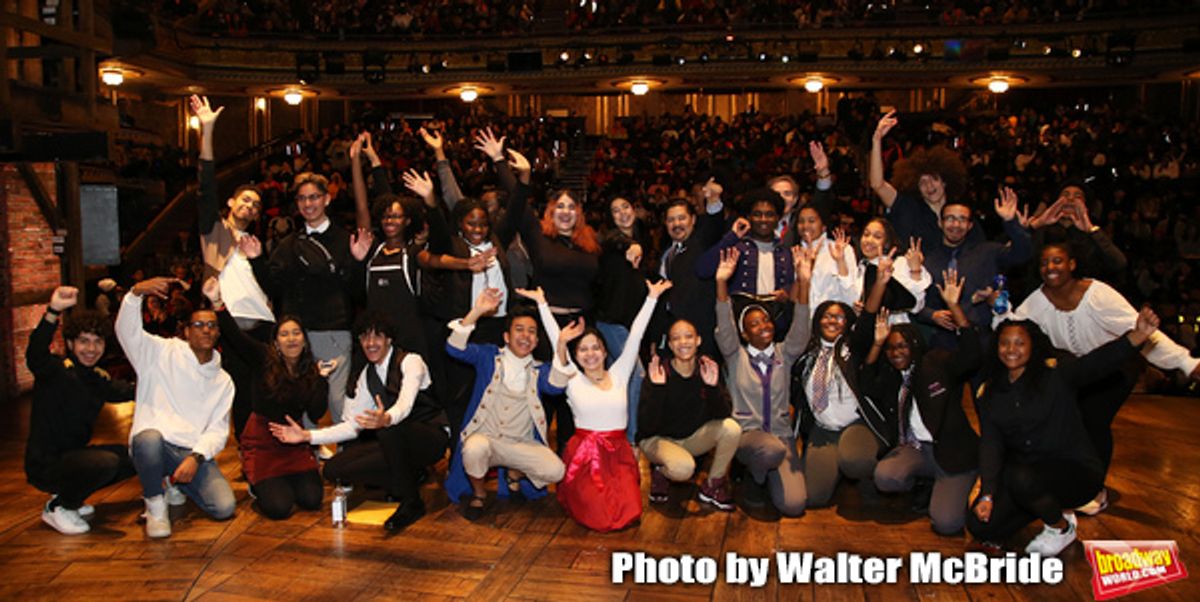 Chancellor Richard Carranza, of the New York City Department of Education, James G. Basker and Lauren Boyd with student performers  at 