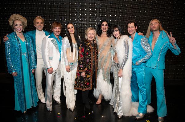 Hillary Clinton with Emily Skinner, Michael Berrasse, Jarrod Spector, Teal Wicks, Ste Photo
