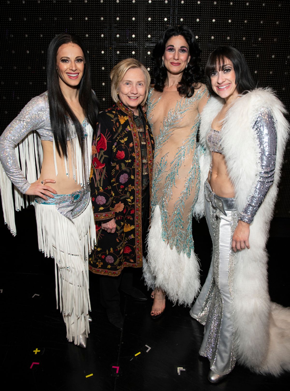 Hillary Clinton with Teal Wicks, Stephanie J. Block and Micaela Diamond at 