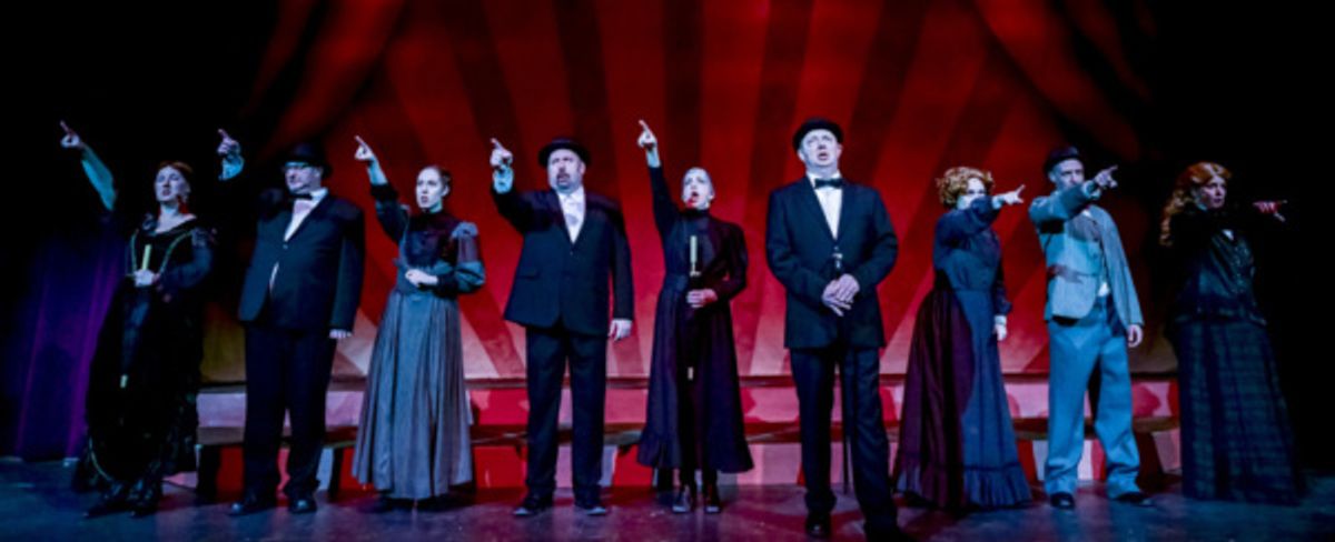 The cast of the Milburn Stone Theatre?s production of ?A Gentleman?s Guide to Love & Murder? April 5-14, 2019. Photo Credit: Scott Serio at 