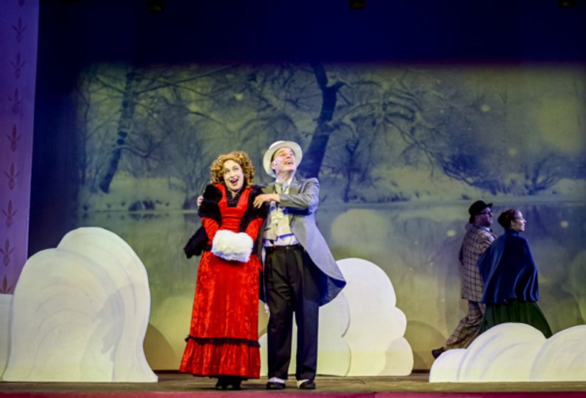 Miss Evangeline Barley (Shoshana Liberman) and Asquith D''Ysquith, Jr. (Edward Emmi) in the Milburn Stone Theatre?s production of ?A Gentleman?s Guide to Love & Murder? April 5-14, 2019. Photo Credit:  at 