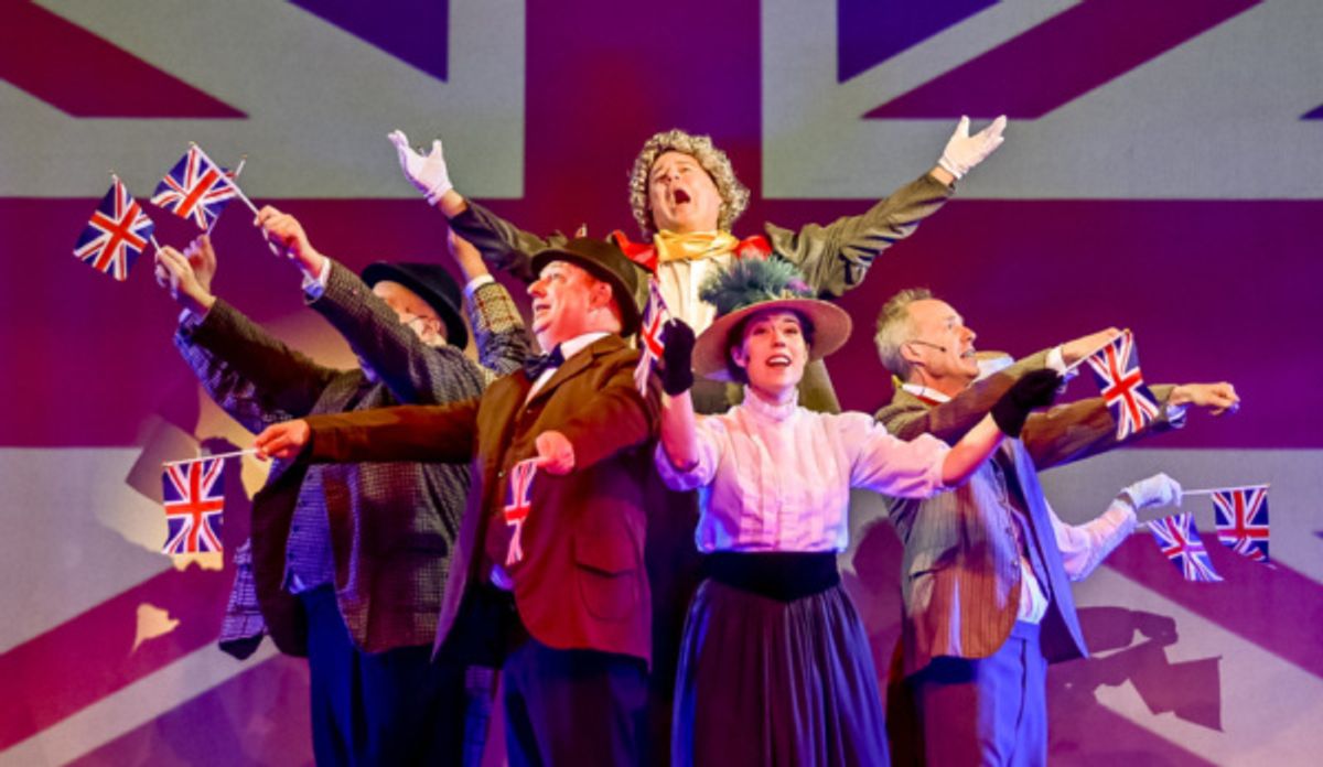 Lady Hyacinth D''Ysquith (Edward Emmi)and the cast of the Milburn Stone Theatre?s production of ?A Gentleman?s Guide to Love & Murder? April 5-14, 2019. Photo Credit: Scott Serio at 