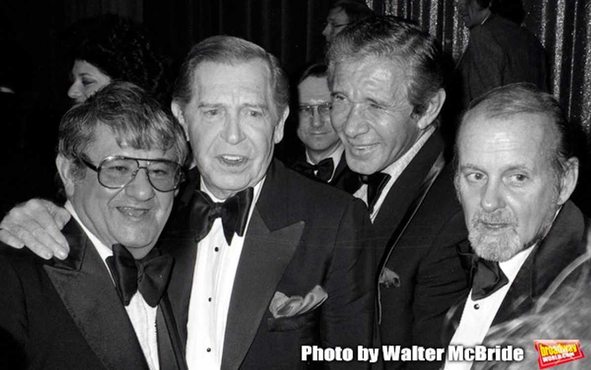 Buddy Hackett, Milton Berle, Jan Murray and Bob Fosse attending the Friars Club Roast for Buddy Hackett at the New York Hilton on November 1, 1981 in New York City. at 