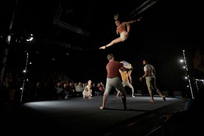 Ashleigh Pearce (green), Simon McClure (yellow), Lisa Goldsworthy (lilac), Andre Augu Photo