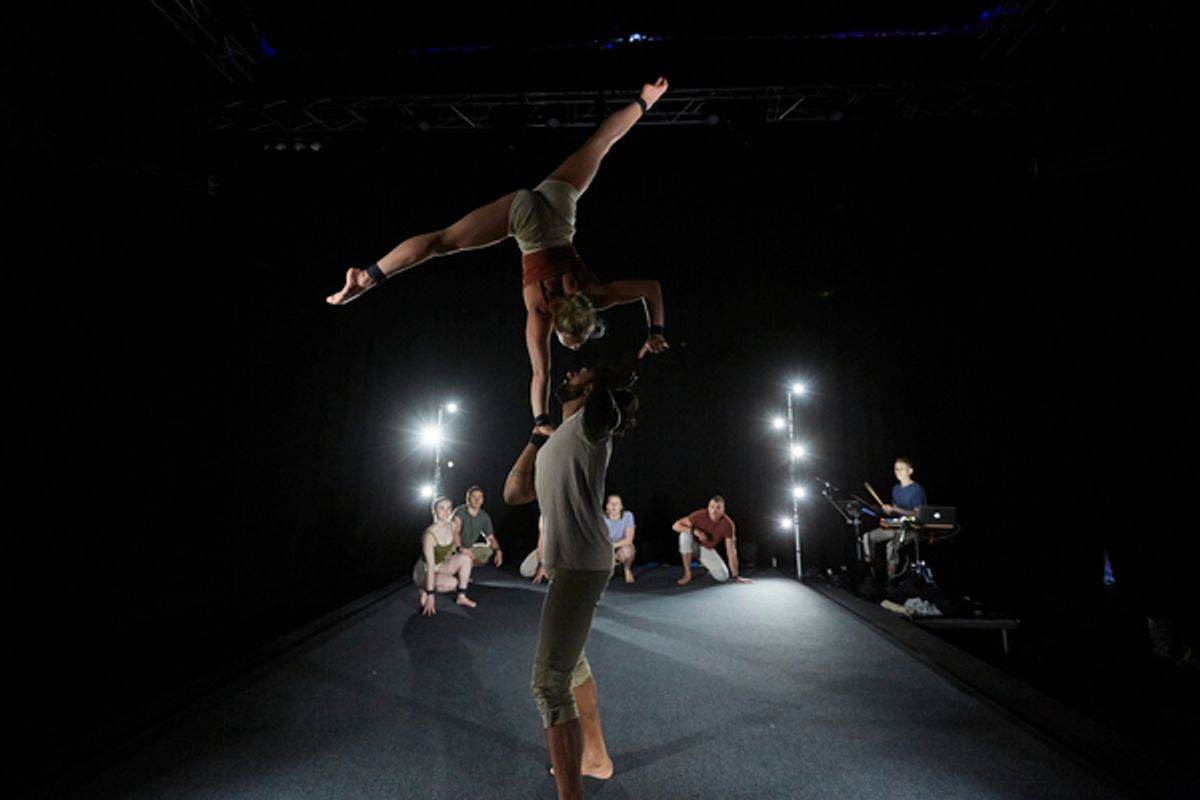 Andre Augustus and Annalise Moore (foreground) with L-R Ashleigh Pearce, Benton Adams-Walker, Simon McClure, Lisa Goldsworthy and Chris Carlos at 