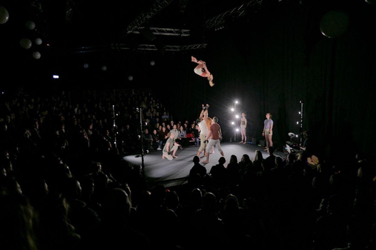 Benton Adams-Walker, Annalise Moore (flyer), Andre Augusts, Simon McClure and Chris Carlos (base), Ashleigh Pearce and Lisa Goldsworthy at 