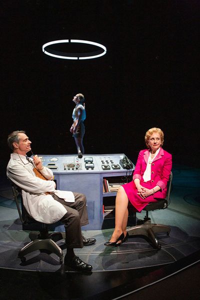 Matthew Boston as Dr. Randy Lovelace, Morgan Hallett as Jerrie Cobb, and Mary Beth Fi Photo