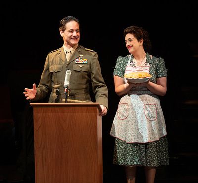 Peter Rini as John Glenn and Lanna Joffrey as Helena Cobb Photo
