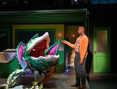 Ted Chylack as the Plant Puppeteer, Rachael Warren as the voice of Audrey Two, and Ju Photo