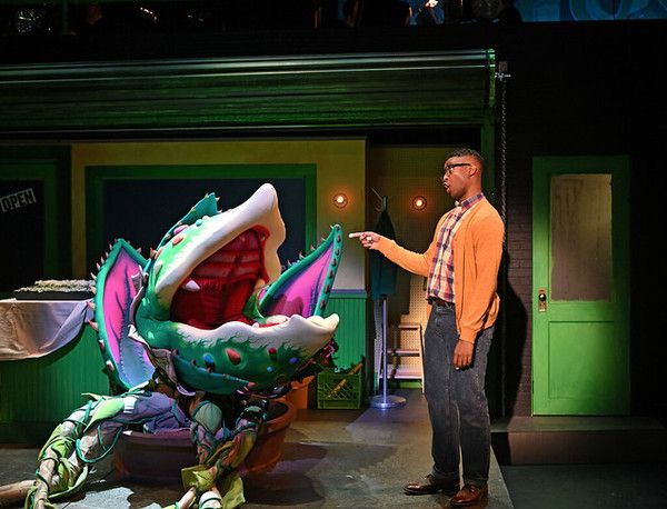 Ted Chylack as the Plant Puppeteer, Rachael Warren as the voice of Audrey Two, and Ju Photo