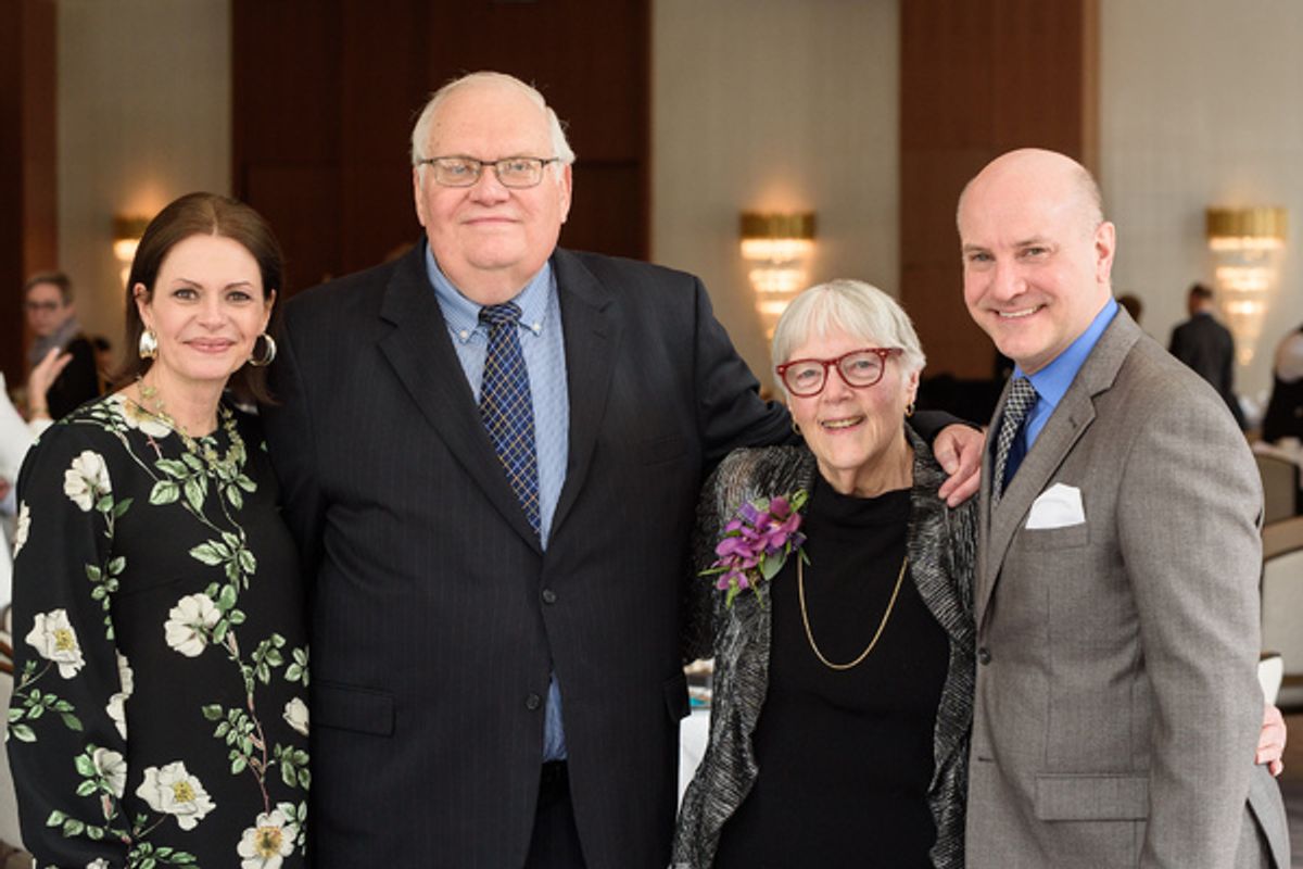 Porchlight Music Theatre Executive Director Jeannie Lukow, 2018 Luminary Award Recipient Jim Jensen and 2019 Luminary Award Recipient Jean Klingenstein and Porchlight Music Theatre Artistic Director Michael Weber at 