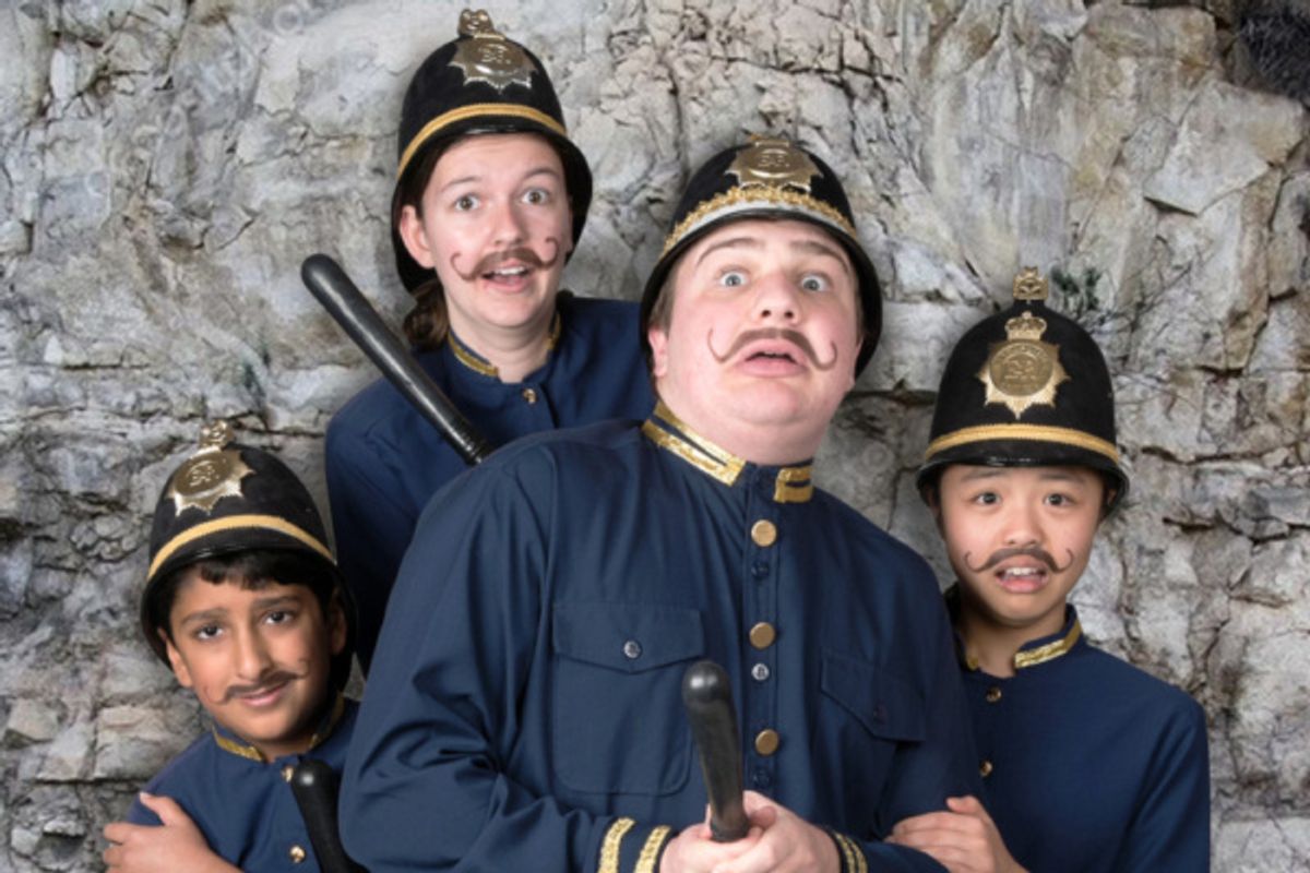 Mountain View, CA residents Dilan Alwyn, Olivia Cobb, Michael Tucker and Julia Fung prepare to defend the citizens against some legendary pirates in Peninsula Youth Theatre''s production of The Pirates at 