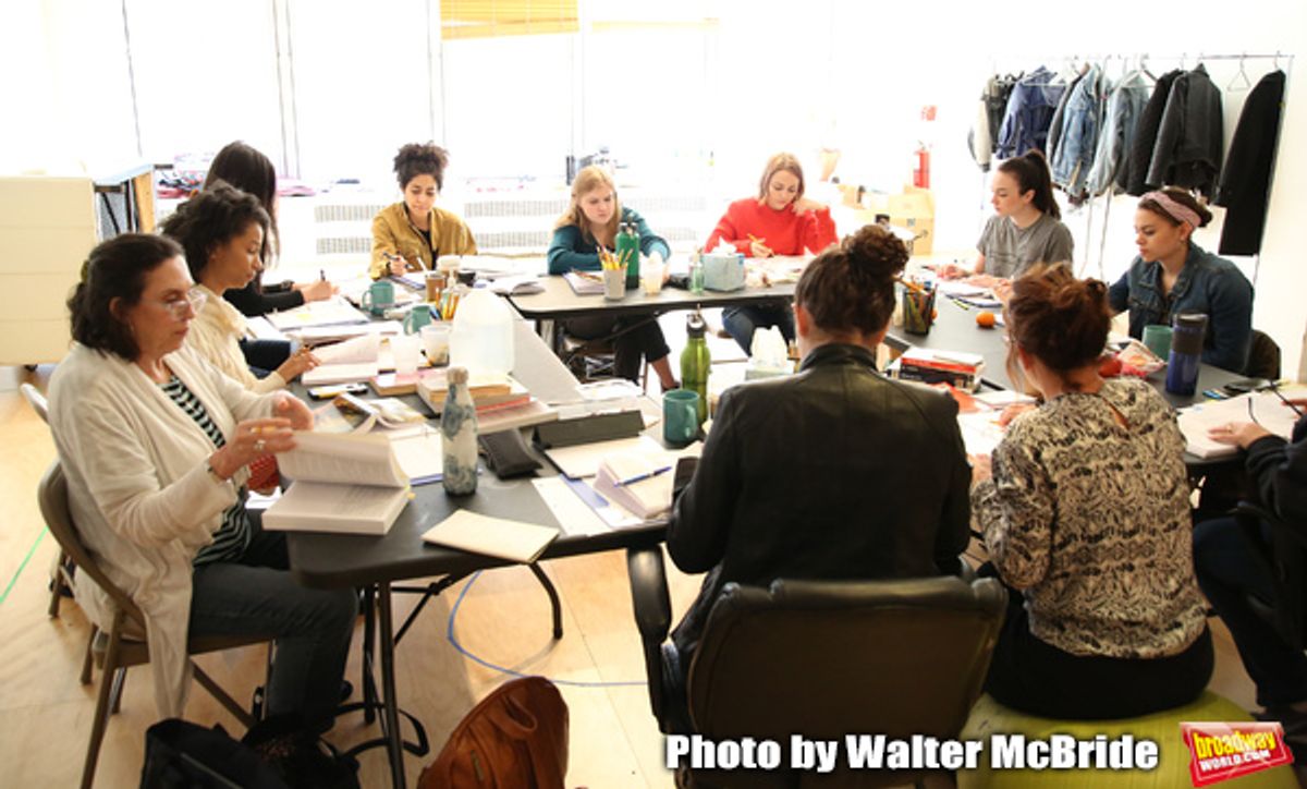 Erica Schmidt with cast Ayana Workman, Isabelle Fuhrman, Sharlene Cruz, Sophia Kelly-Hedrick, AnnaSophia Robb, Ismenia Mendes and Lilly Santiago at 