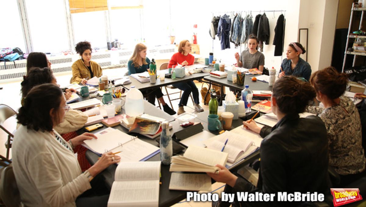 Erica Schmidt with cast Ayana Workman, Isabelle Fuhrman, Sharlene Cruz, Sophia Kelly-Hedrick, AnnaSophia Robb, Ismenia Mendes and Lilly Santiago at 