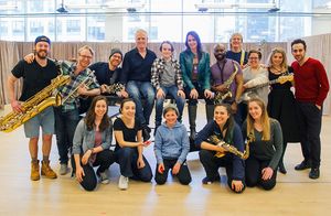 August Rush: The Musical company shot: (front row, from left) Jessie Linden, Marta Ba Photo