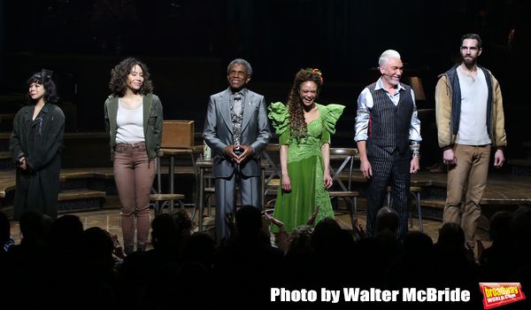 Eva Noblezada, Afra Hines, Andre De Shields, Amber Gray, Patrick Page and Timothy Hug Photo