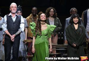 Patrick Page, Amber Gray, Eva Noblezada during Broadway Opening Night Performance Curtain Call for 'Hadestown' at the Walter Kerr Theatre on April 17, 2019 in New York City. @ BroadwayWorld Patrick Page, Amber Gray, Eva Noblezada during Broadway Opening Night Performance Cur Photo